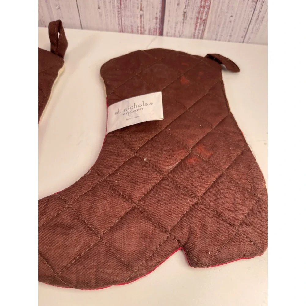 St. Nicholas Square Cowboy boot Christmas holiday Pot Holder Set of 3